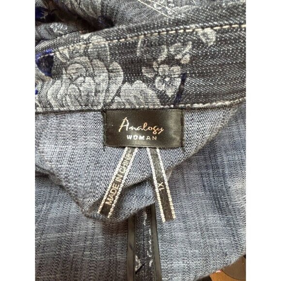 Analogy Woman Embossed Denim/Velvet Jacket Blazer Size‎ XL - Picture 6 of 8